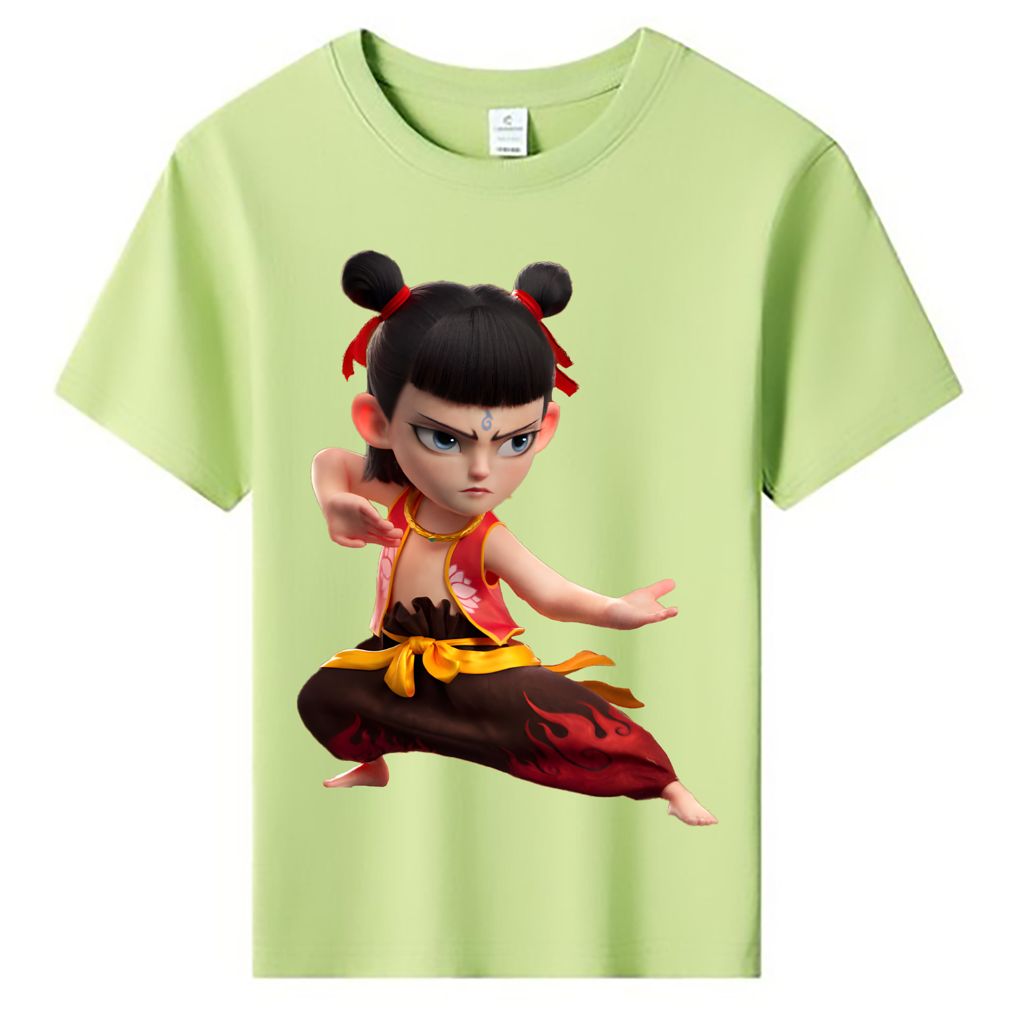 （画像用） Ne Zha 2 ナタ 魔童の大暴れ 綿100％キッズTシャツ（フロントプリント）